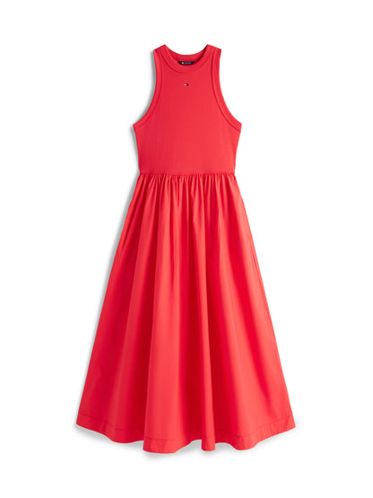 Slim Poplin Tank Top Maxi Dress