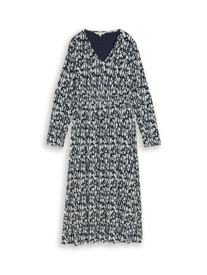 Crinkle Midi-Kleid mit Muster