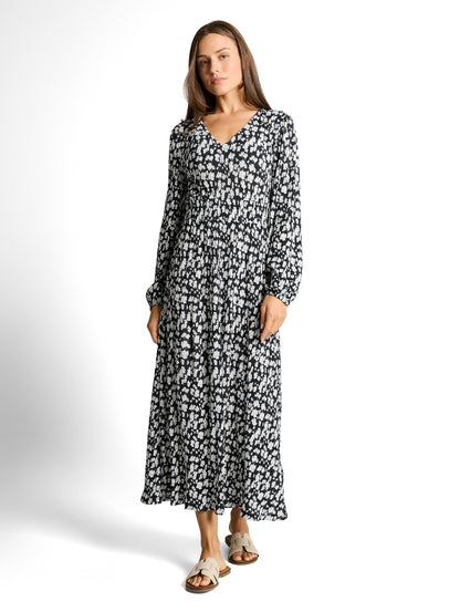 Crinkle Midi-Kleid mit Muster