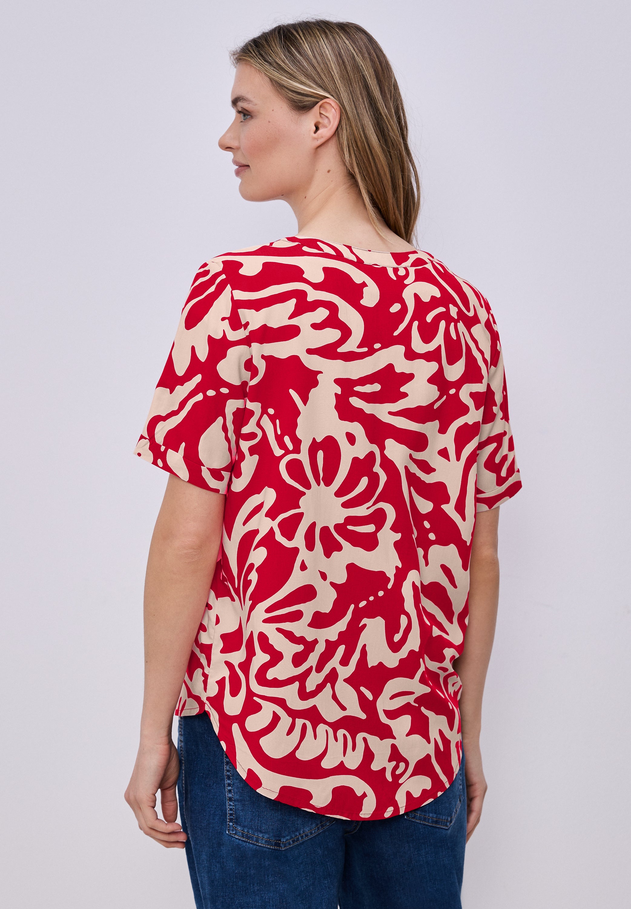 Kurzarm Bluse mit floralem Muster