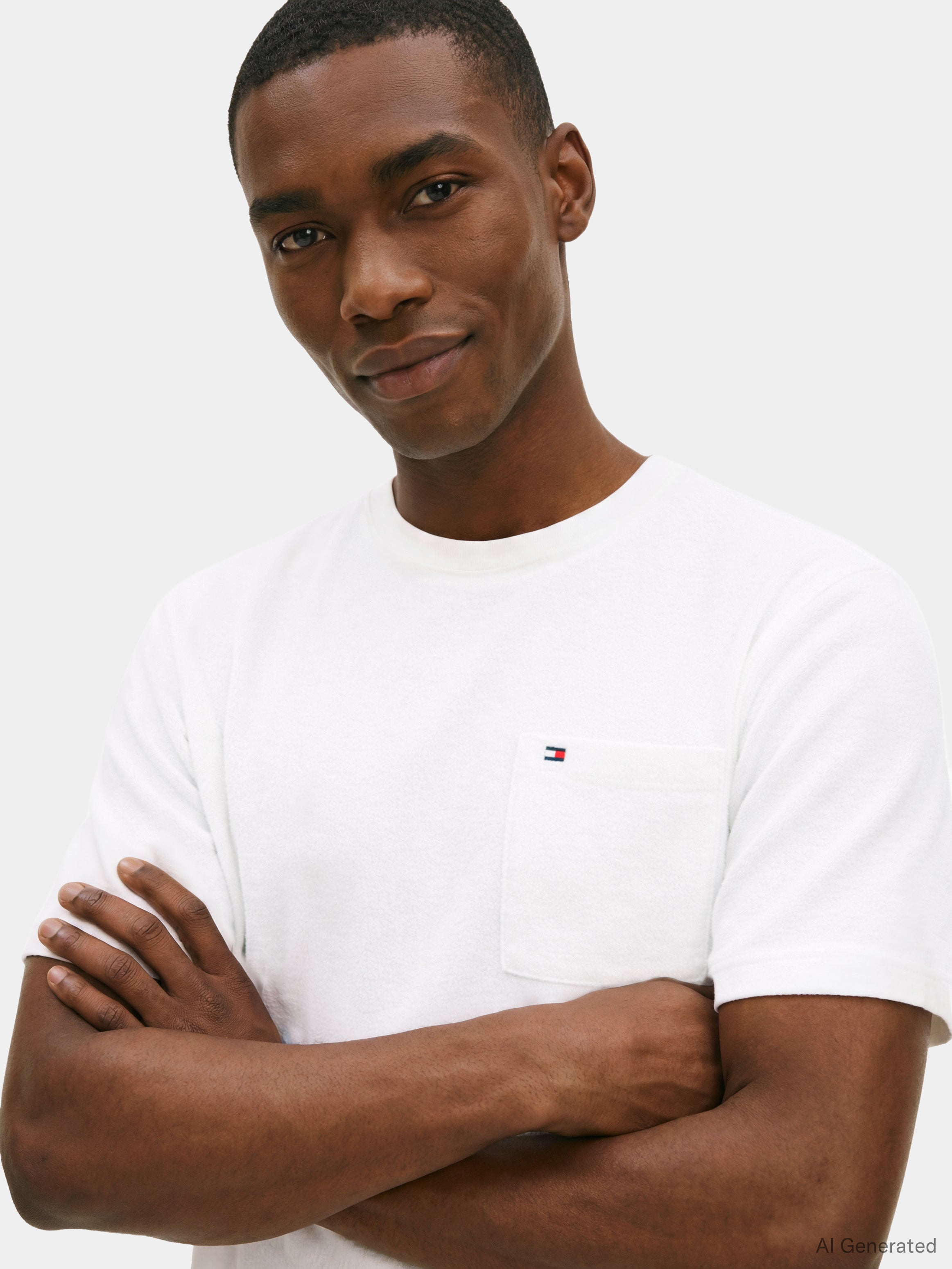 Towelling Relaxed Crew Neck T-Shirt