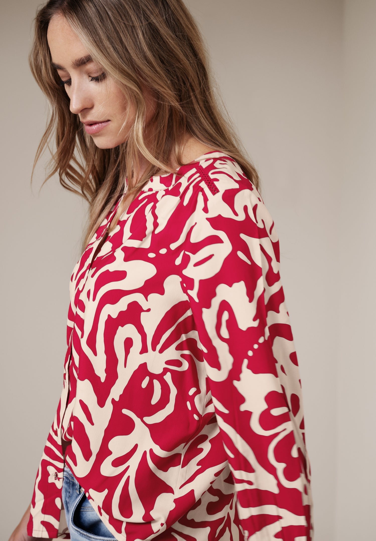 3/4-Arm Bluse mit Tapedetails