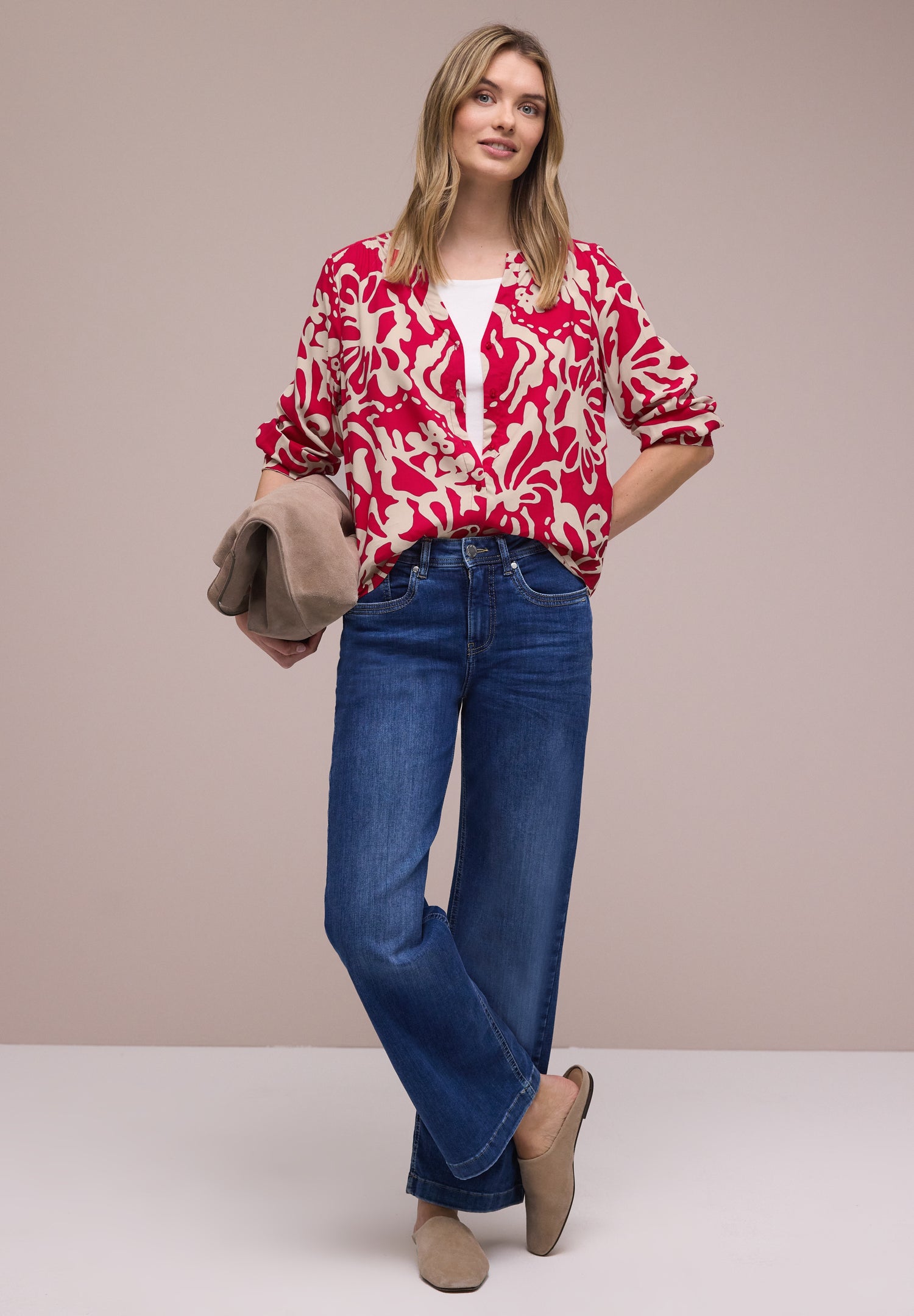3/4-Arm Bluse mit Tapedetails
