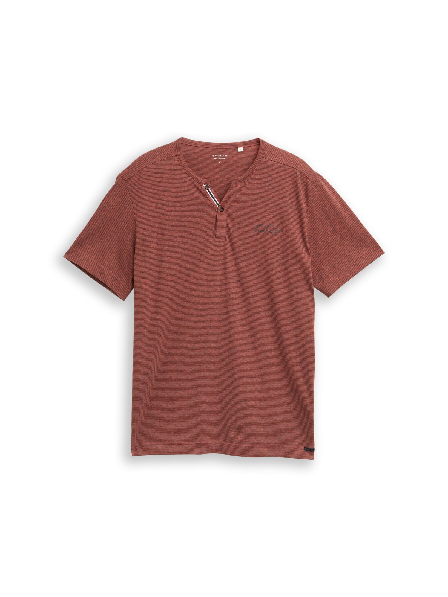 Henley T-Shirt mit feinem Streifenmuster