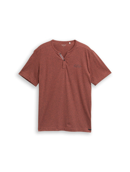 Henley T-Shirt mit feinem Streifenmuster