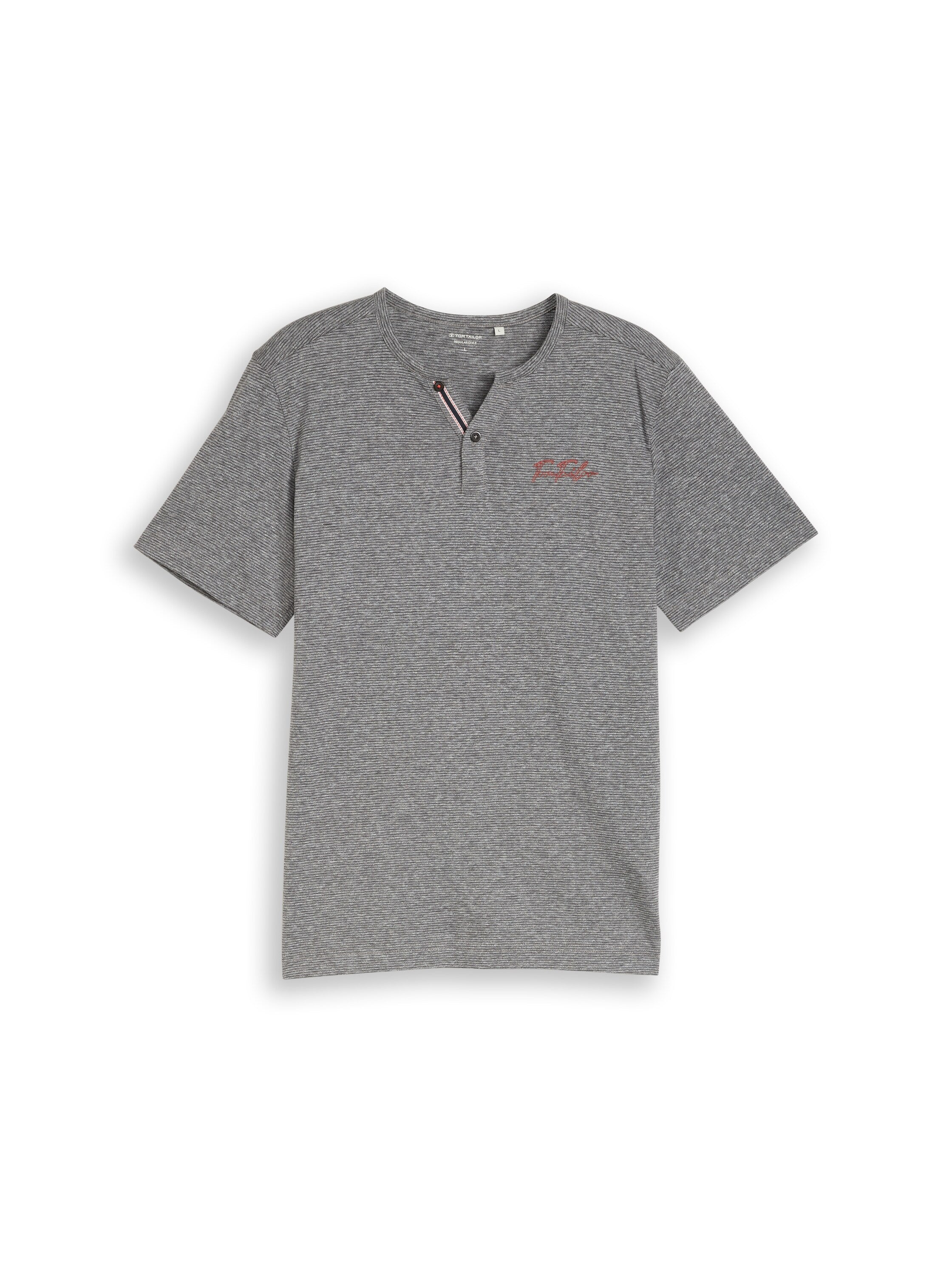 Henley T-Shirt mit feinem Streifenmuster