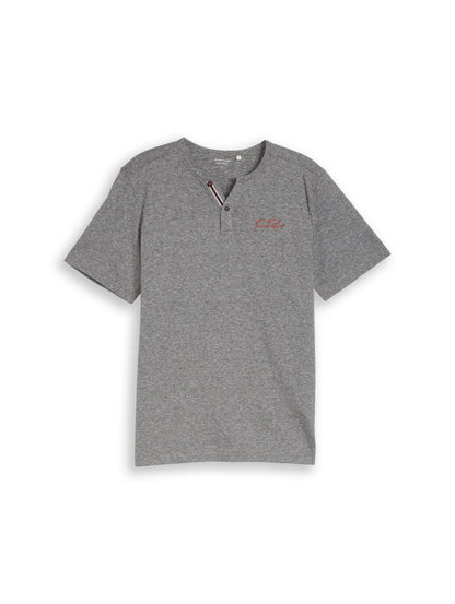 Henley T-Shirt mit feinem Streifenmuster