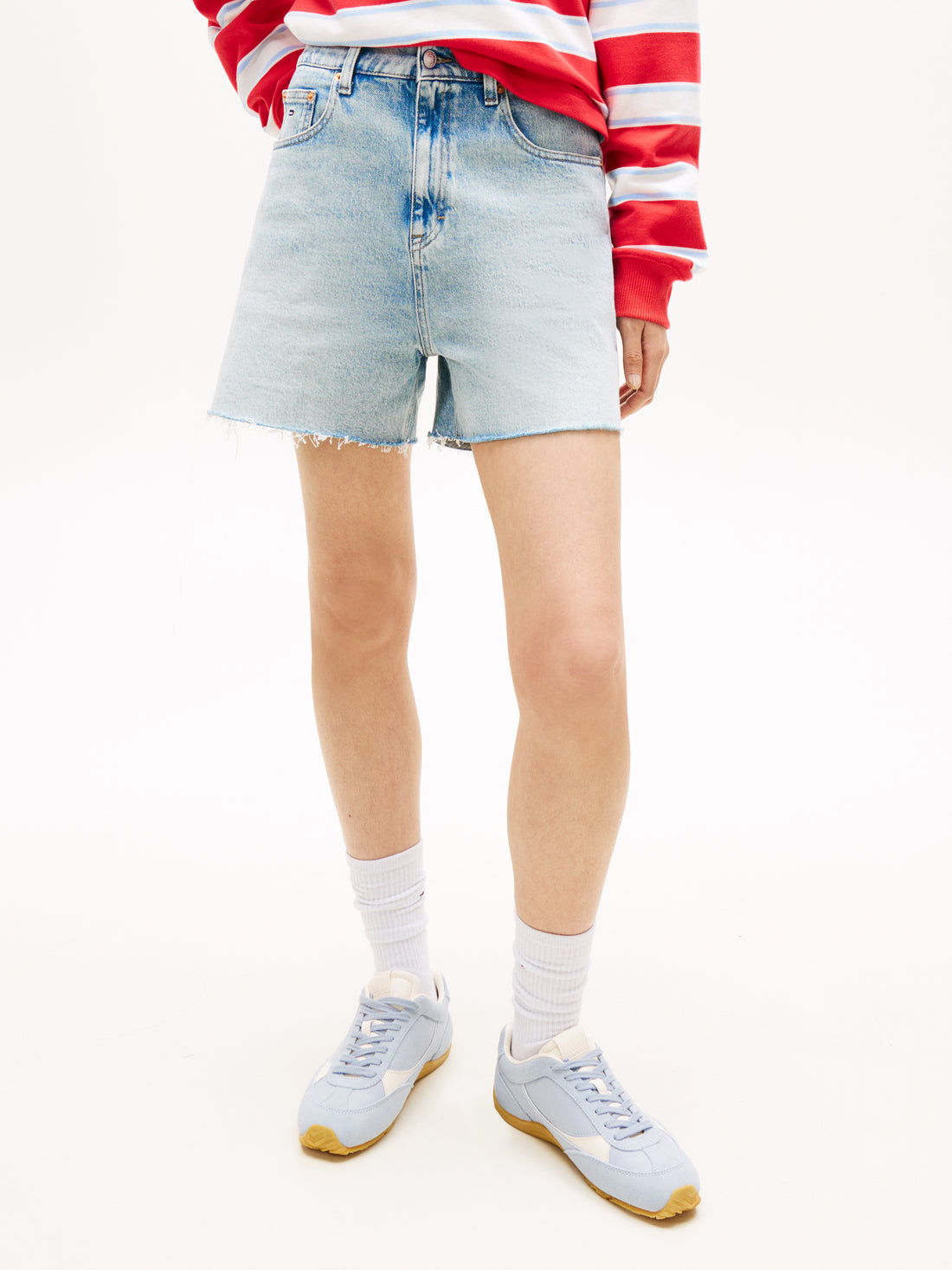 Faded Straight Leg Mom Denim Shorts