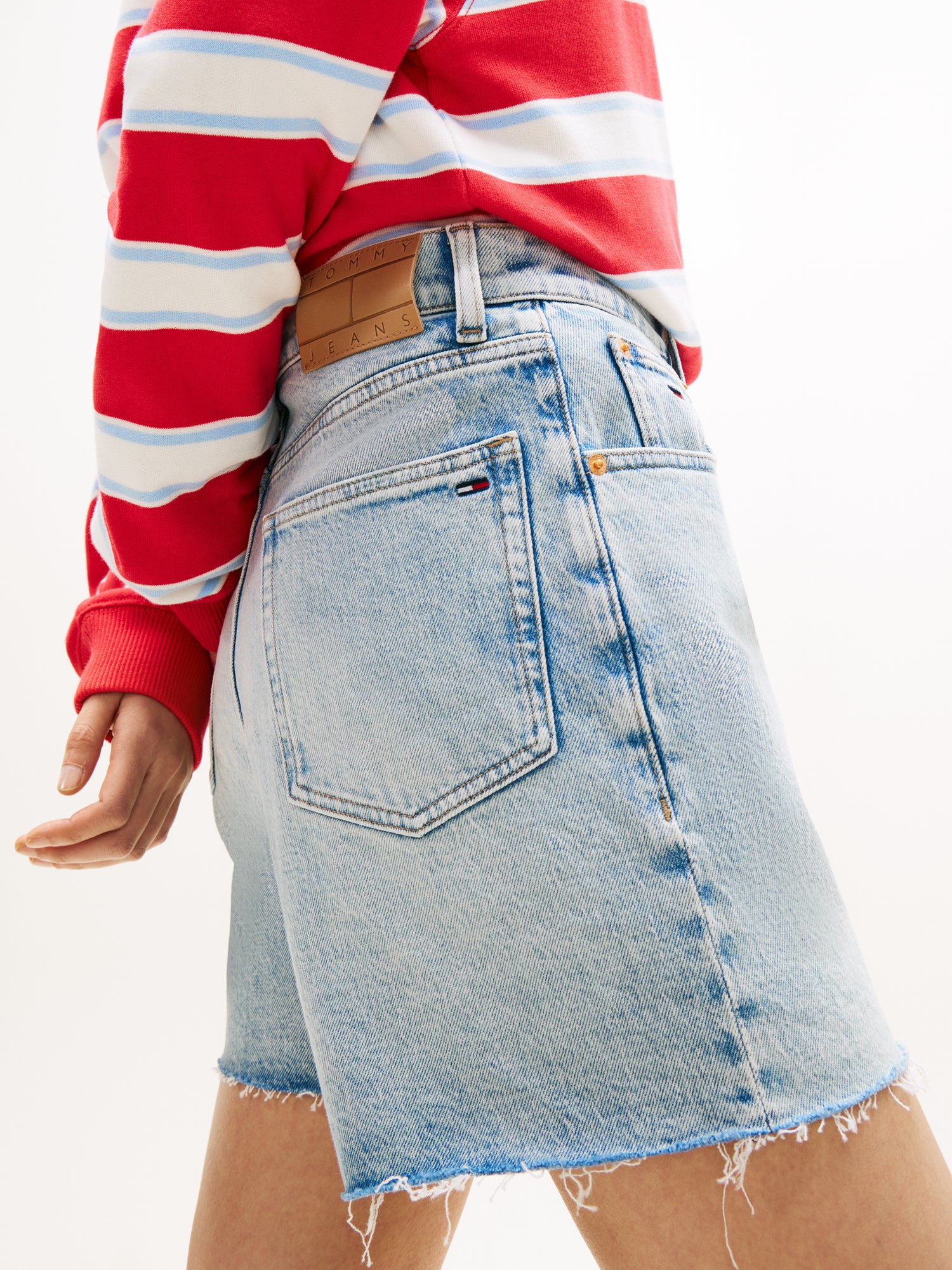 Faded Straight Leg Mom Denim Shorts