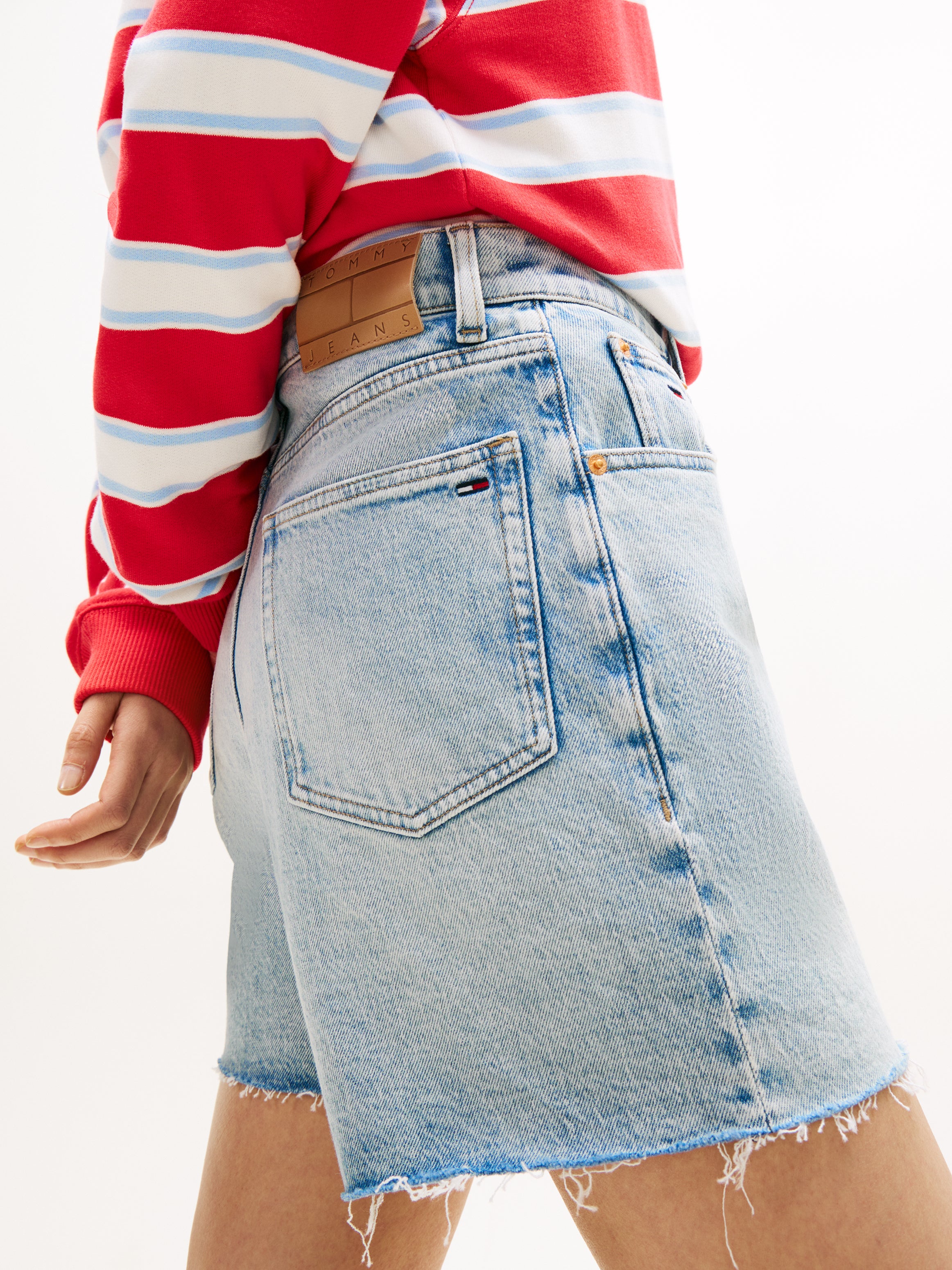 Faded Straight Leg Mom Denim Shorts
