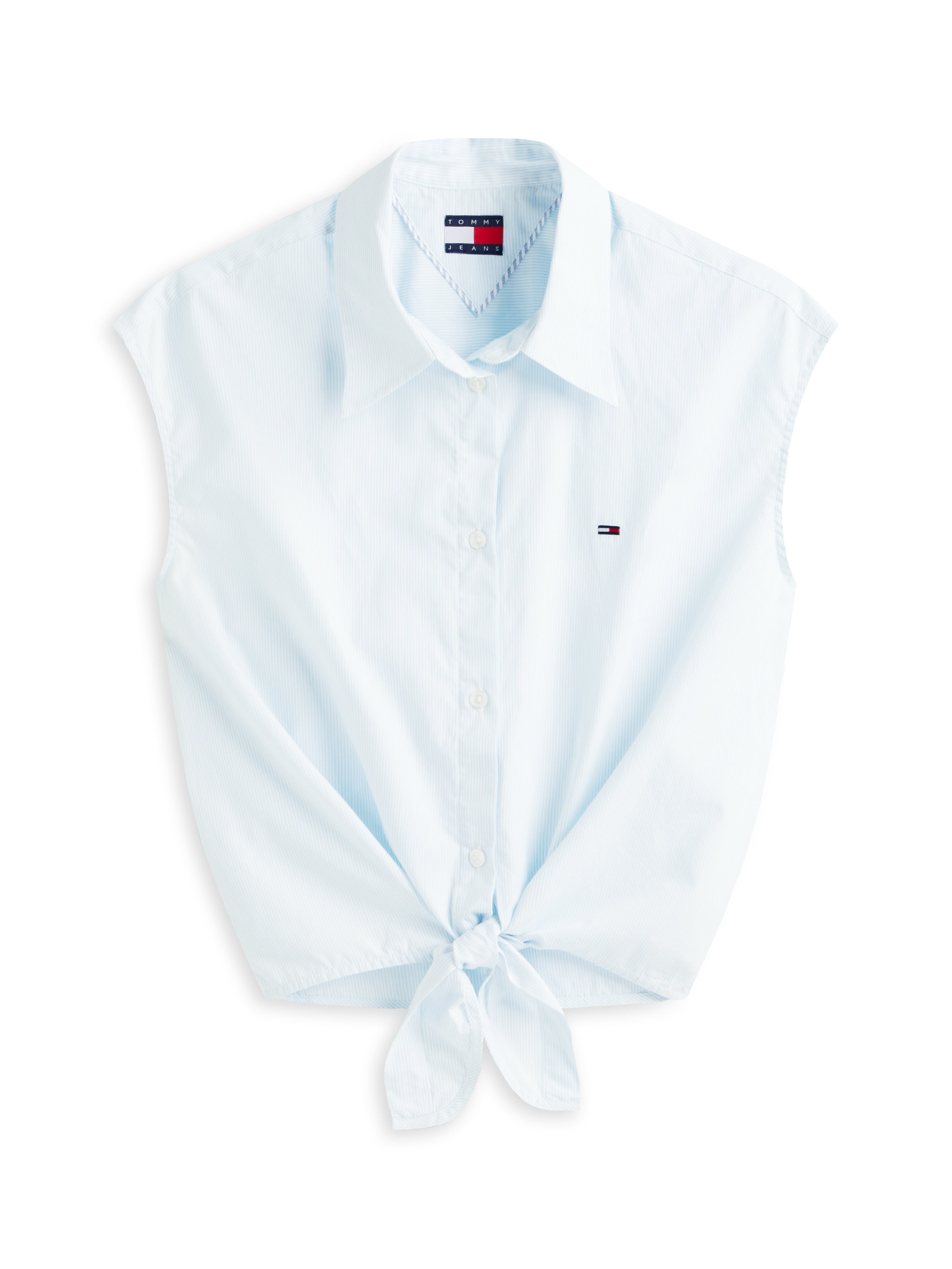 Relaxed Fit Sleeveless Tie Front Shirt