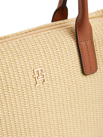 Raffia Crossbody Tote Bag