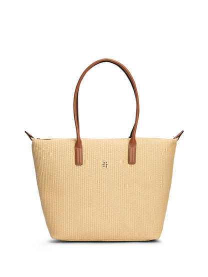 TH Monogram Raffia Tote Bag