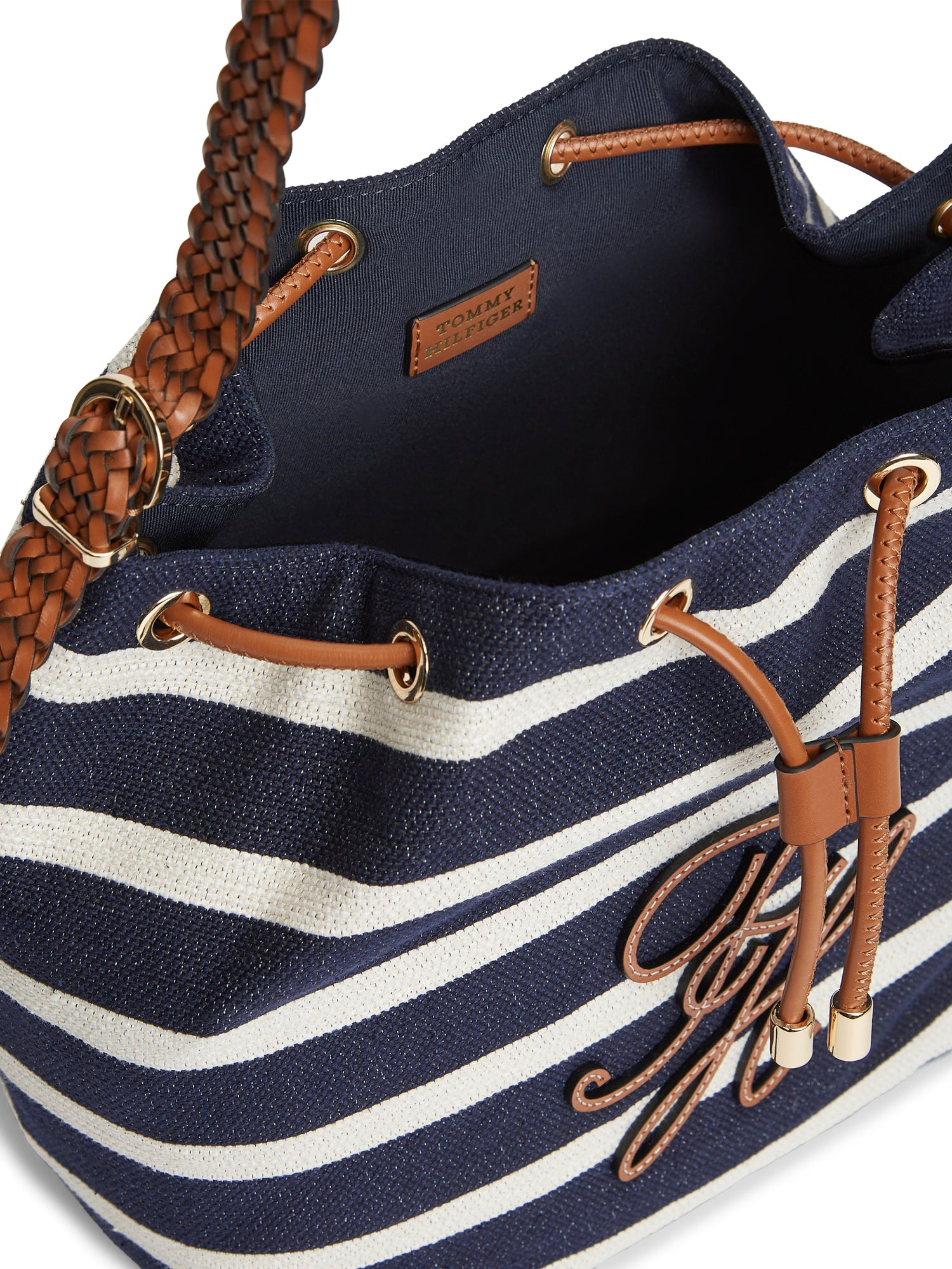 Stripe Logo Adjustable Bucket Bag
