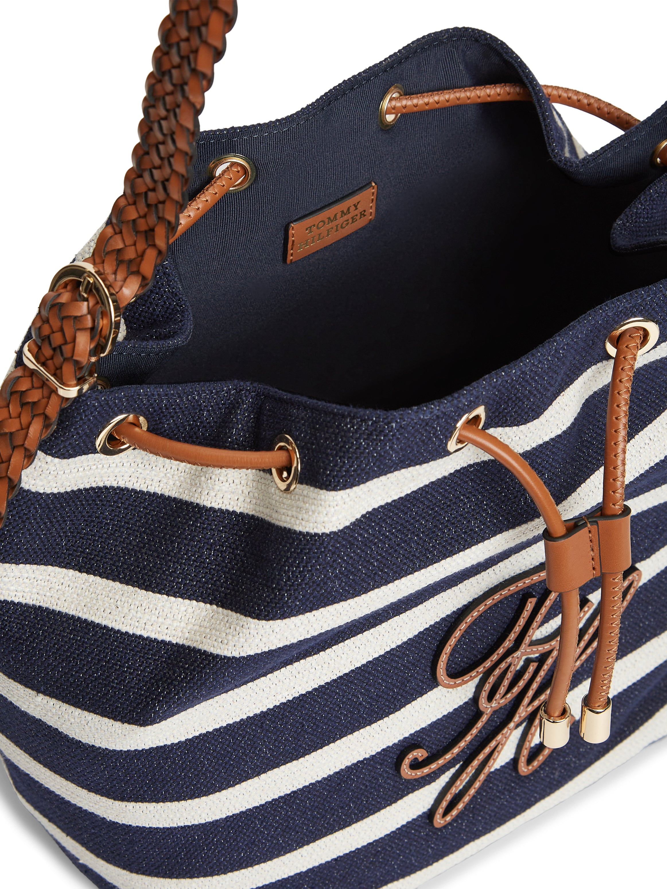 Stripe Logo Adjustable Bucket Bag