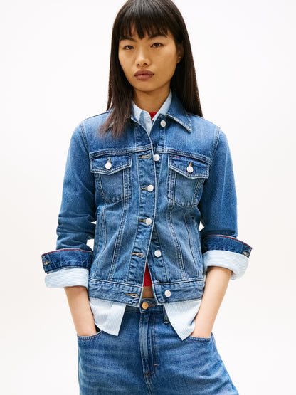 Relaxed Distressed Denim Trucker Jacket