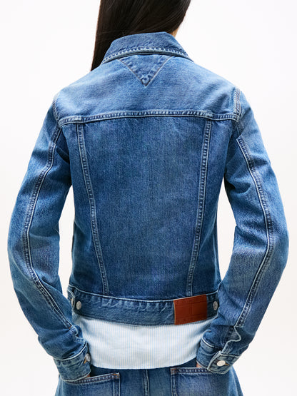 Relaxed Distressed Denim Trucker Jacket