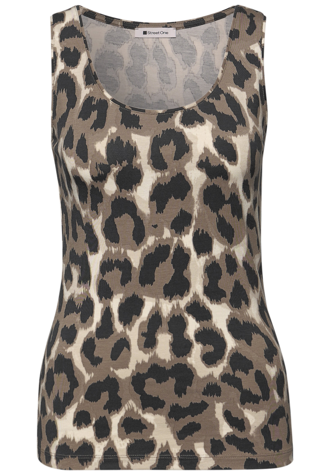Basic Top mit Rundhals im Leo-Muster