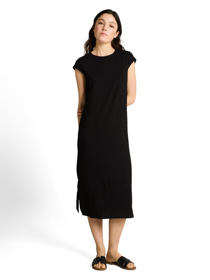 Loose Fit Midi-Kleid mit Rippstruktur