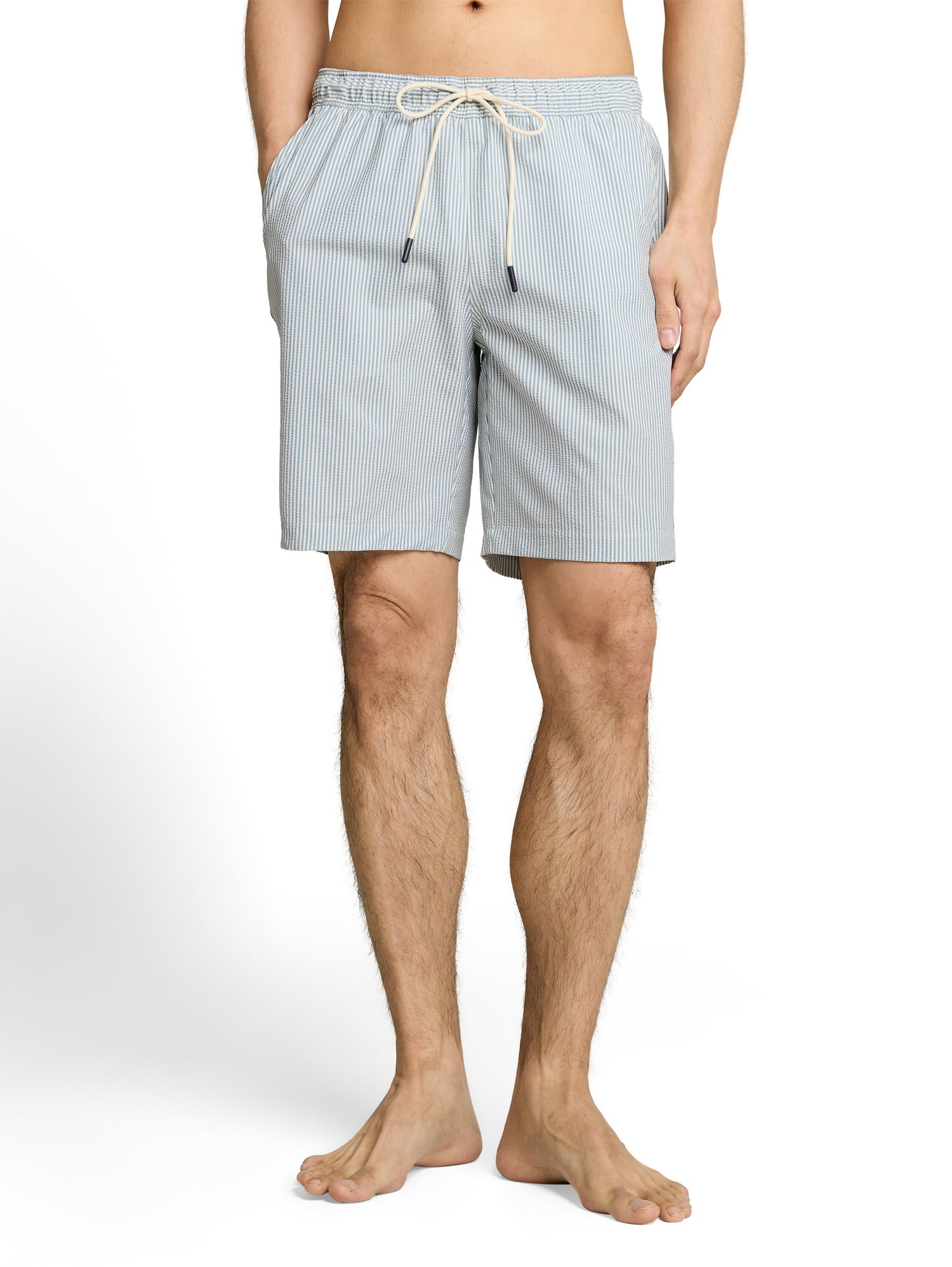 Seersucker Badeshorts mit Streifenmuster
