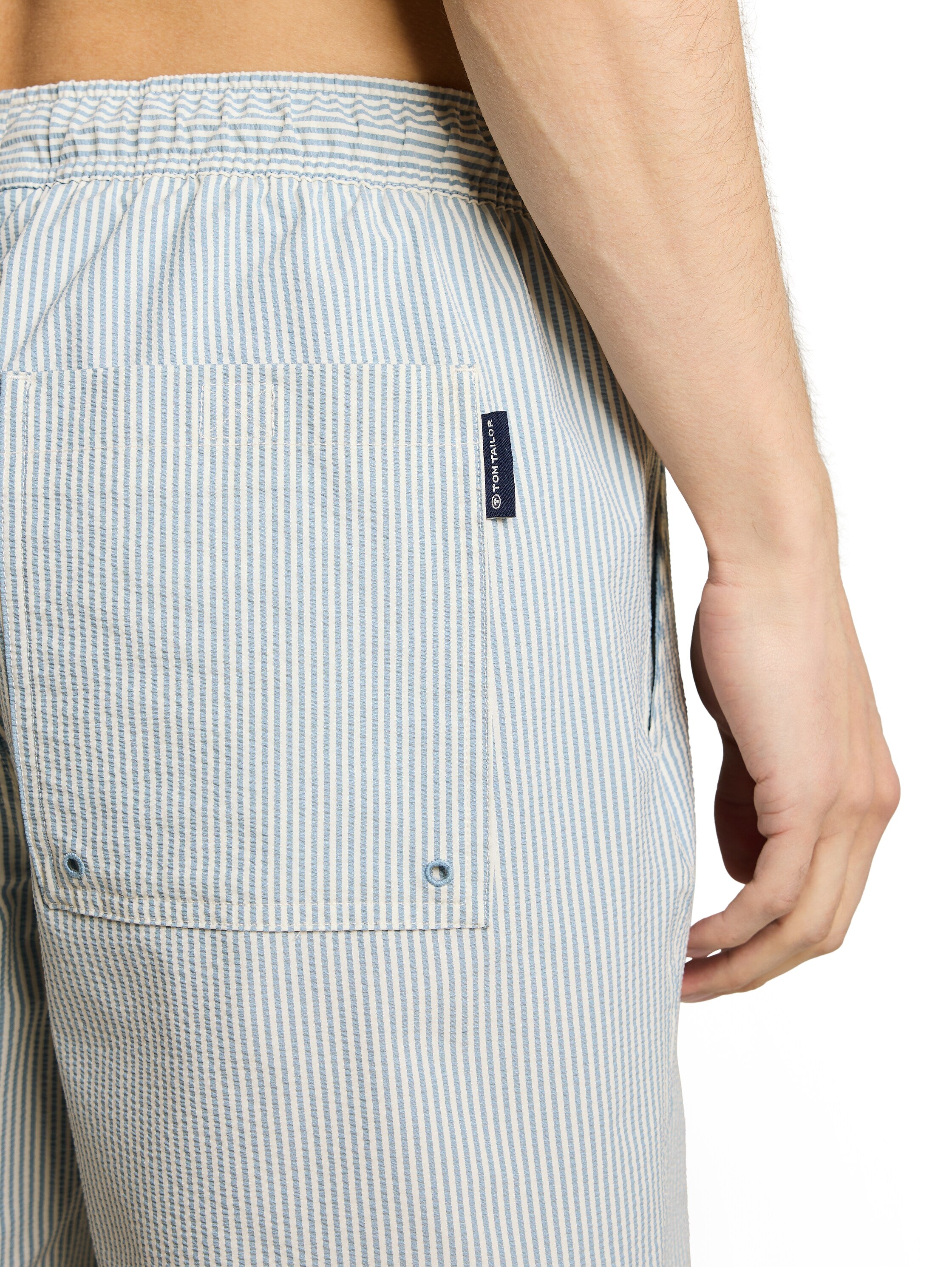 Seersucker Badeshorts mit Streifenmuster