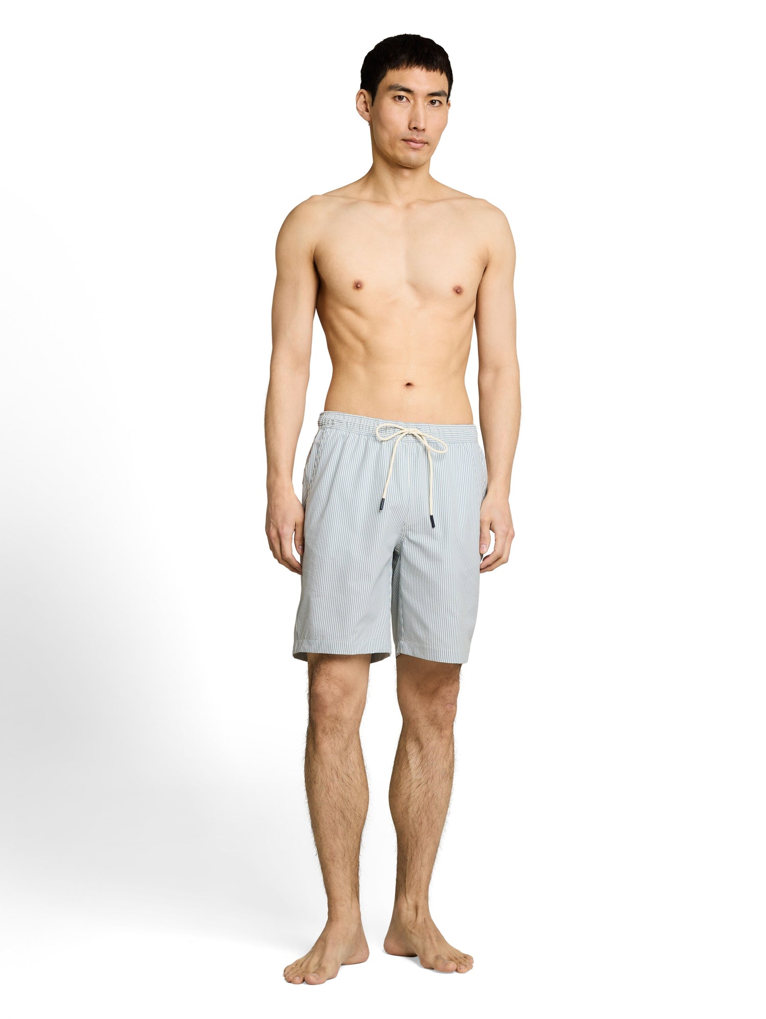Seersucker Badeshorts mit Streifenmuster