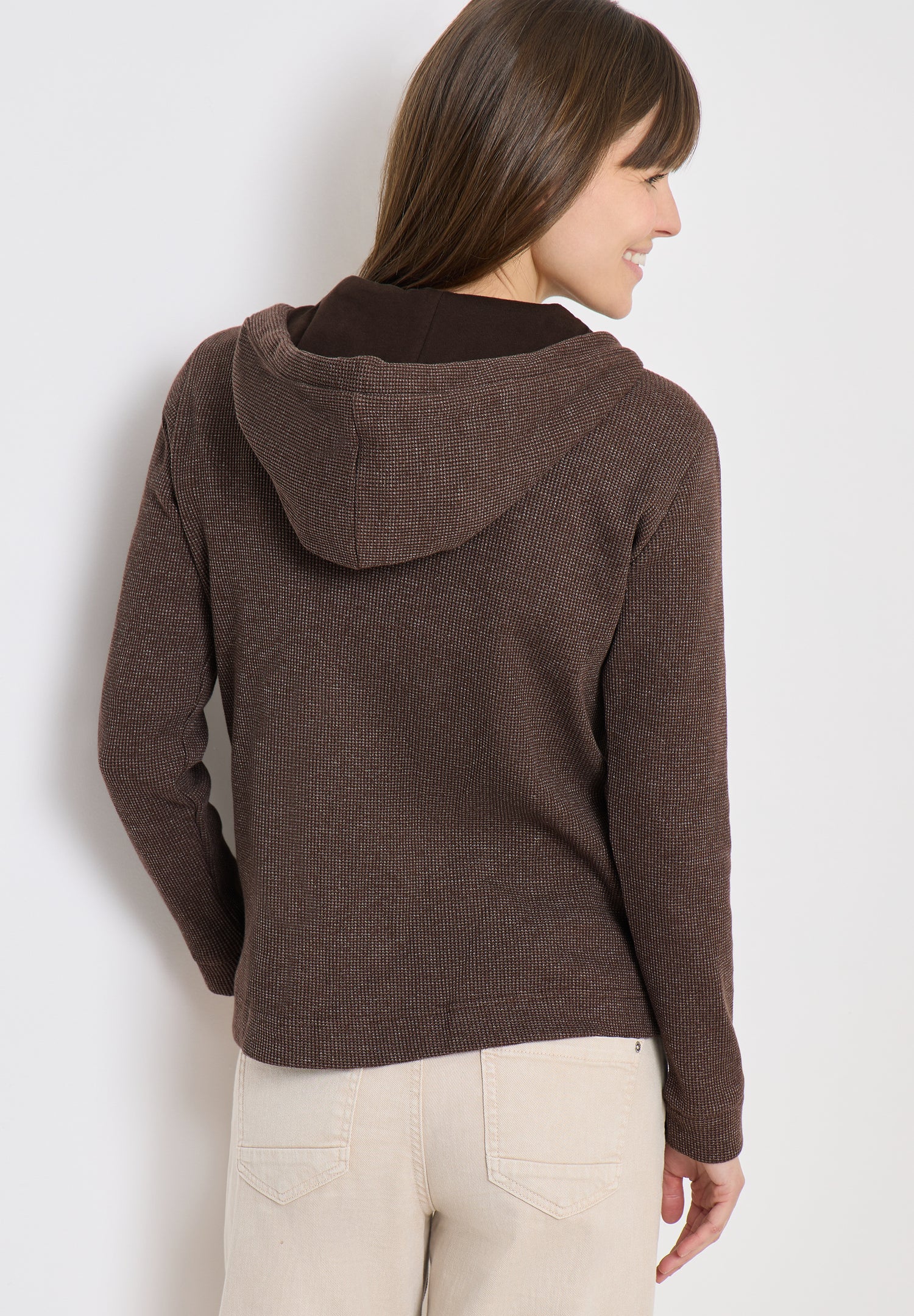 Langarm Jacke mit Kapuze und Taschen