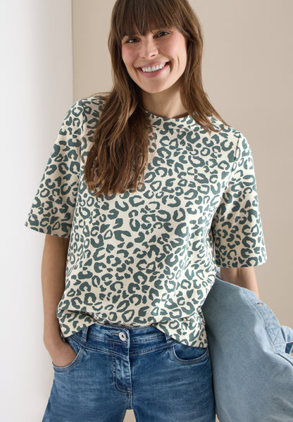 Kurzarm Sweatshirt mit Leo-Print
