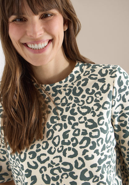 Kurzarm Sweatshirt mit Leo-Print