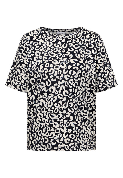 Shirt mit Boatneck und Leo-Print