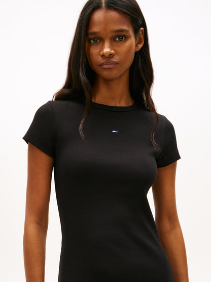 Flag Slim Ribbed Mini Bodycon Dress