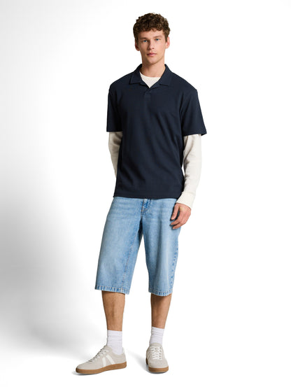 Relaxed Fit Resort Poloshirt mit Waffelstruktur