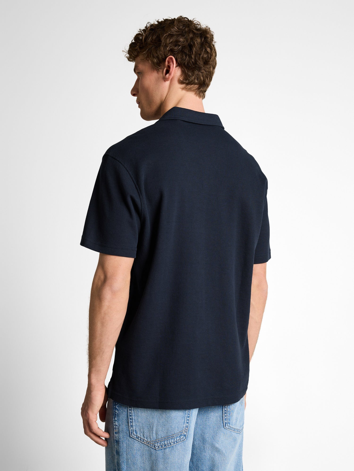 Relaxed Fit Resort Poloshirt mit Waffelstruktur