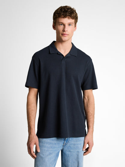 Relaxed Fit Resort Poloshirt mit Waffelstruktur