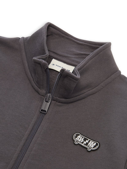 College Sweatjacke mit Stehkragen