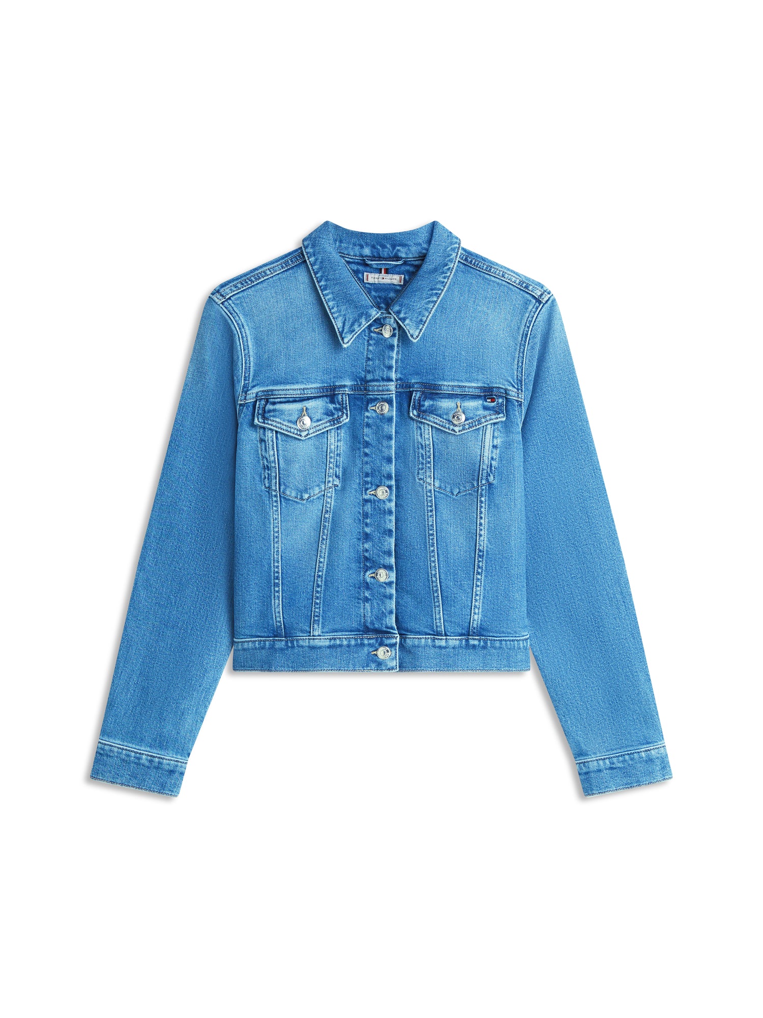 Flag Embroidery Slim Denim Jacket
