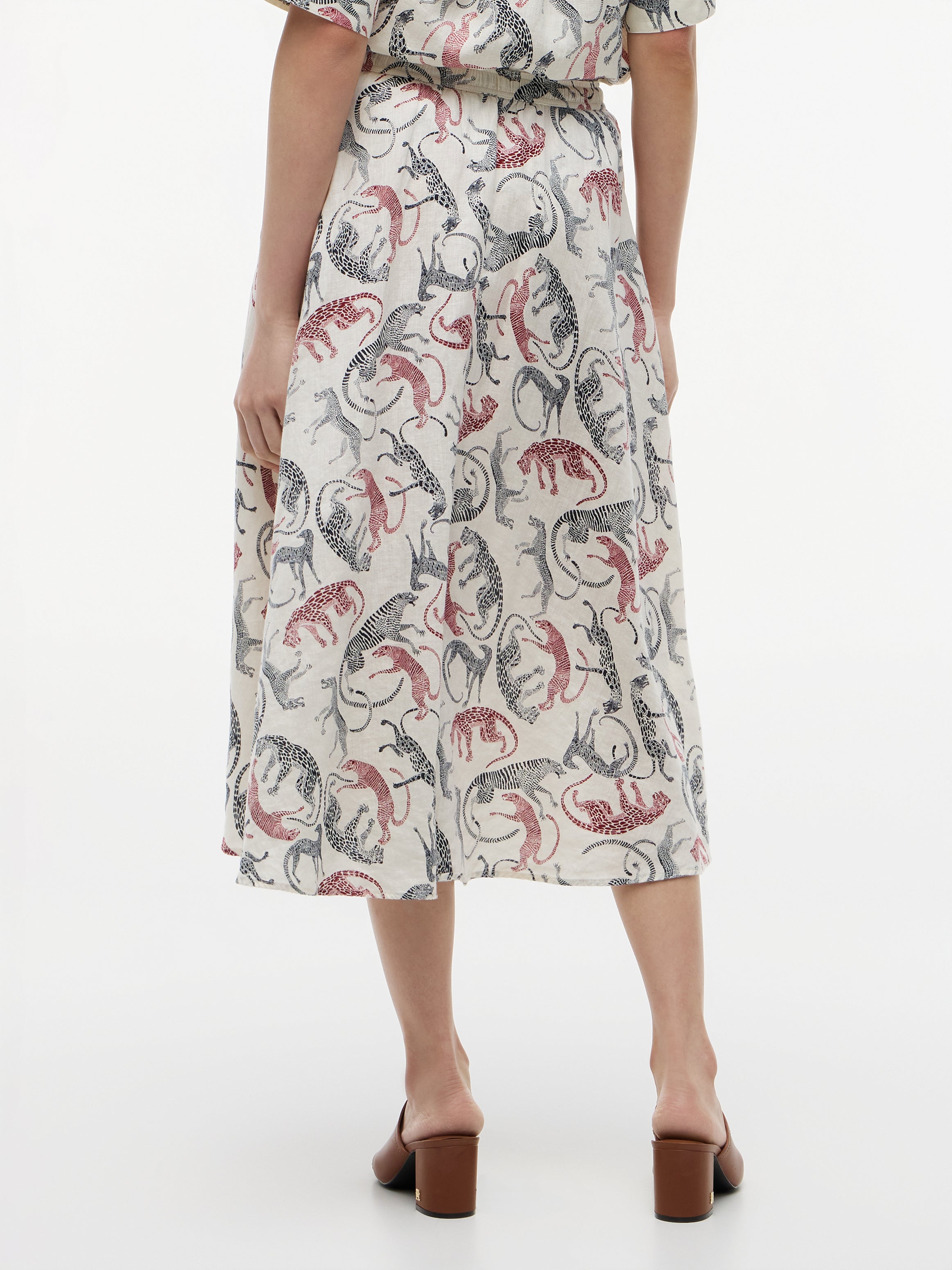 Pure Linen A-Line Midi Skirt
