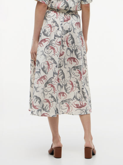 Pure Linen A-Line Midi Skirt