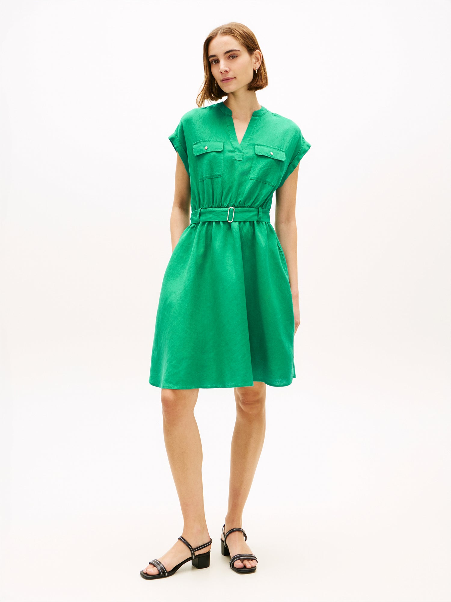Belted Relaxed Mini Shirt Dress