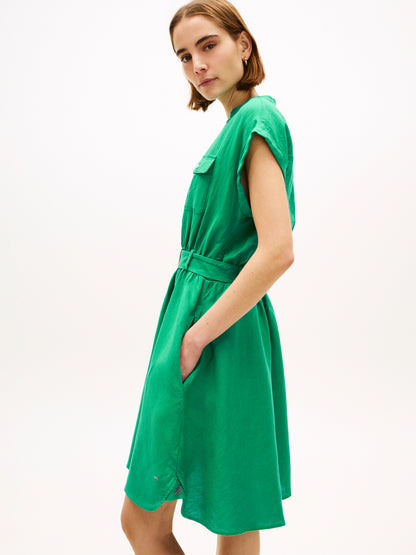 Belted Relaxed Mini Shirt Dress