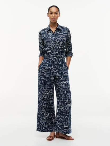 Relaxed Wide Leg Pure Linen Trousers