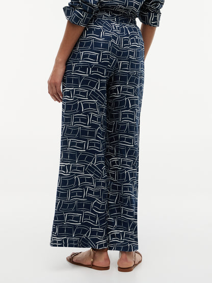 Relaxed Wide Leg Pure Linen Trousers