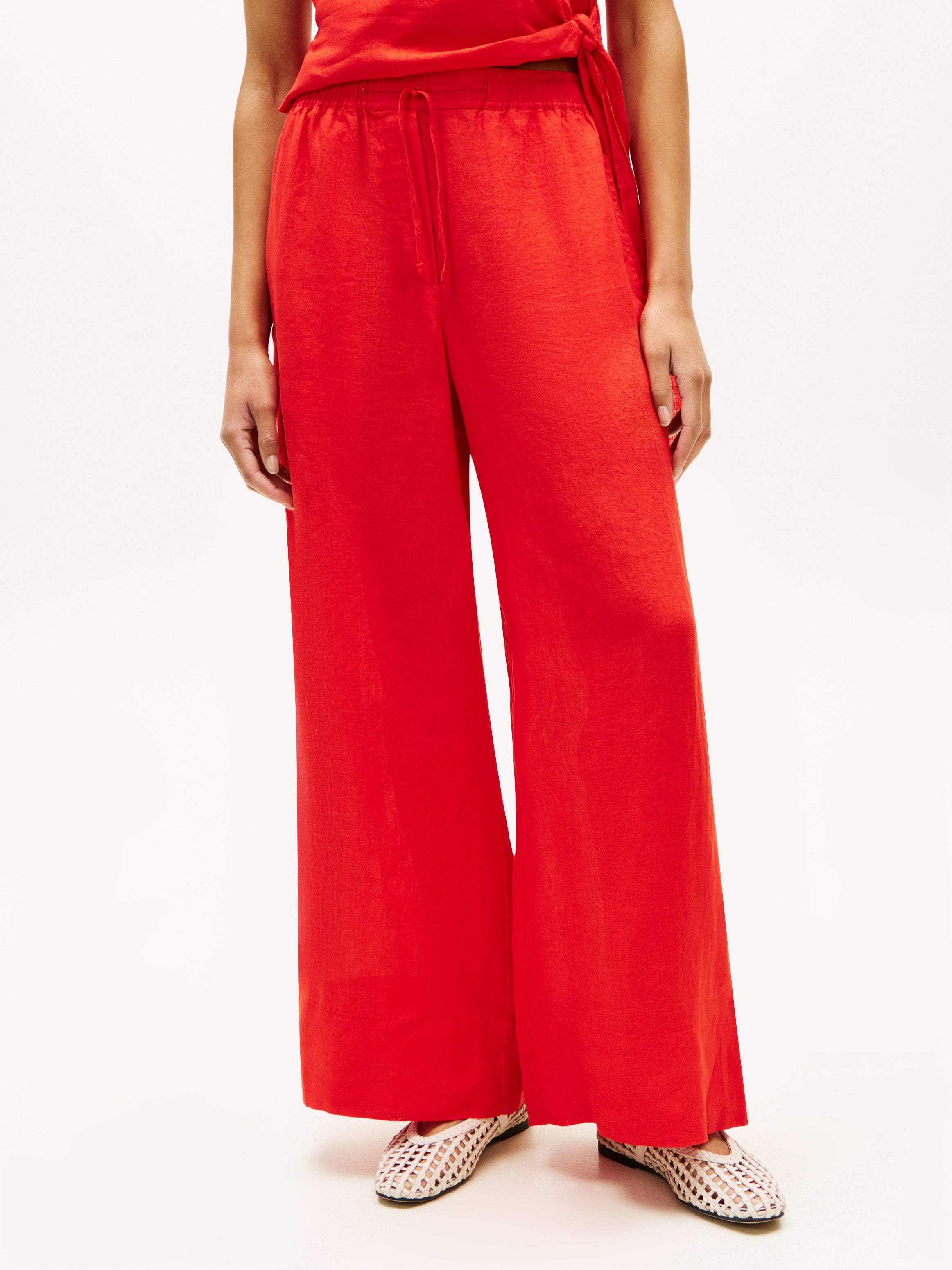 Relaxed Wide Leg Pure Linen Trousers