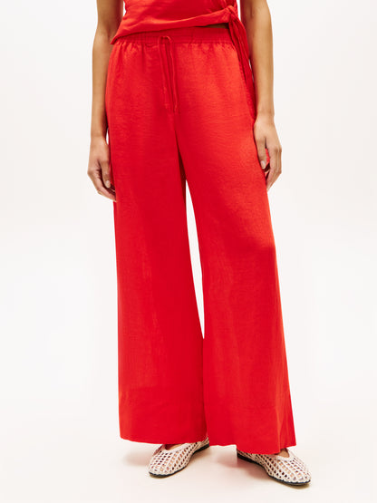 Relaxed Wide Leg Pure Linen Trousers