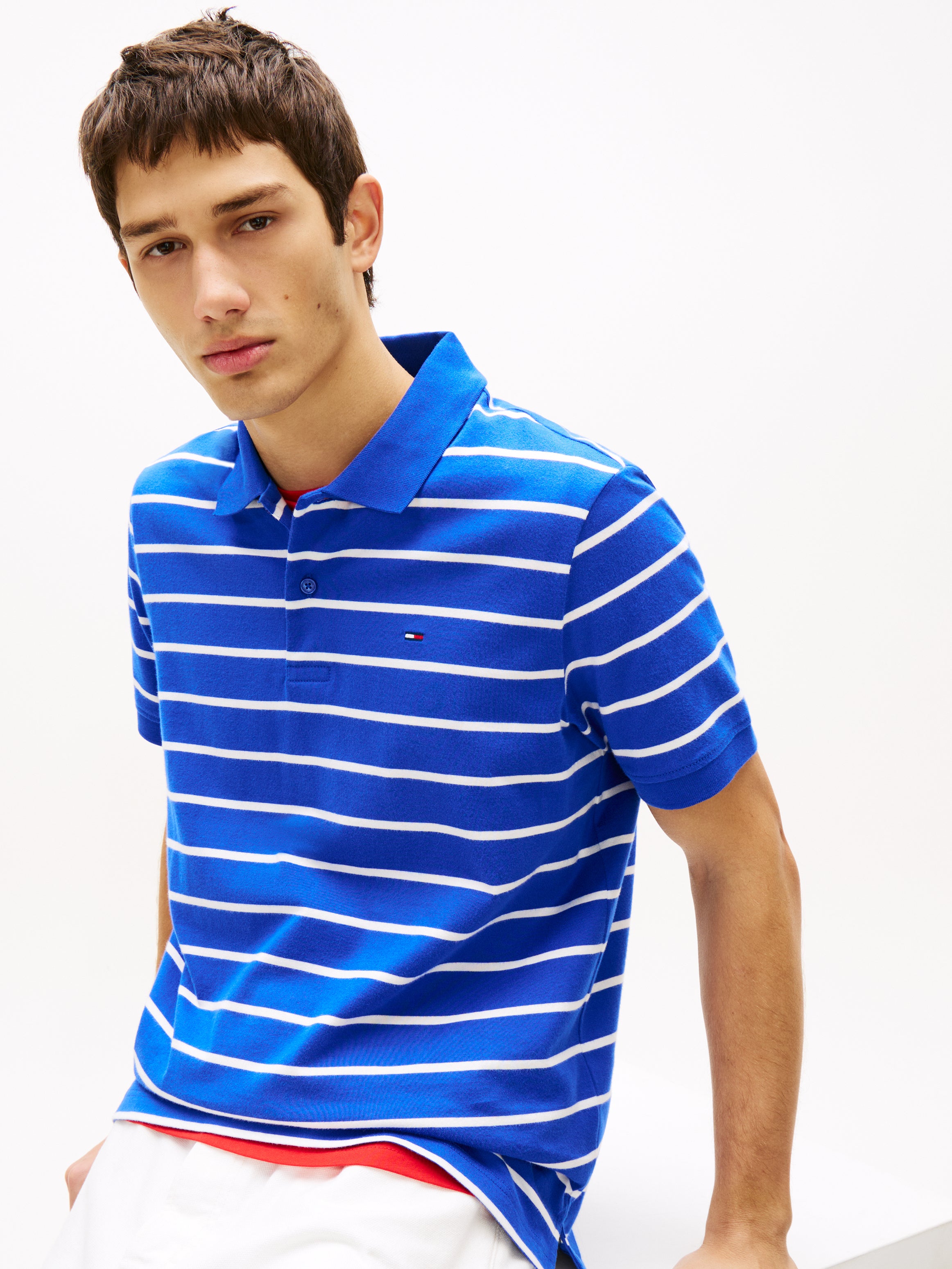 Tommy Flag Regular Fit Stripe Polo Shirt