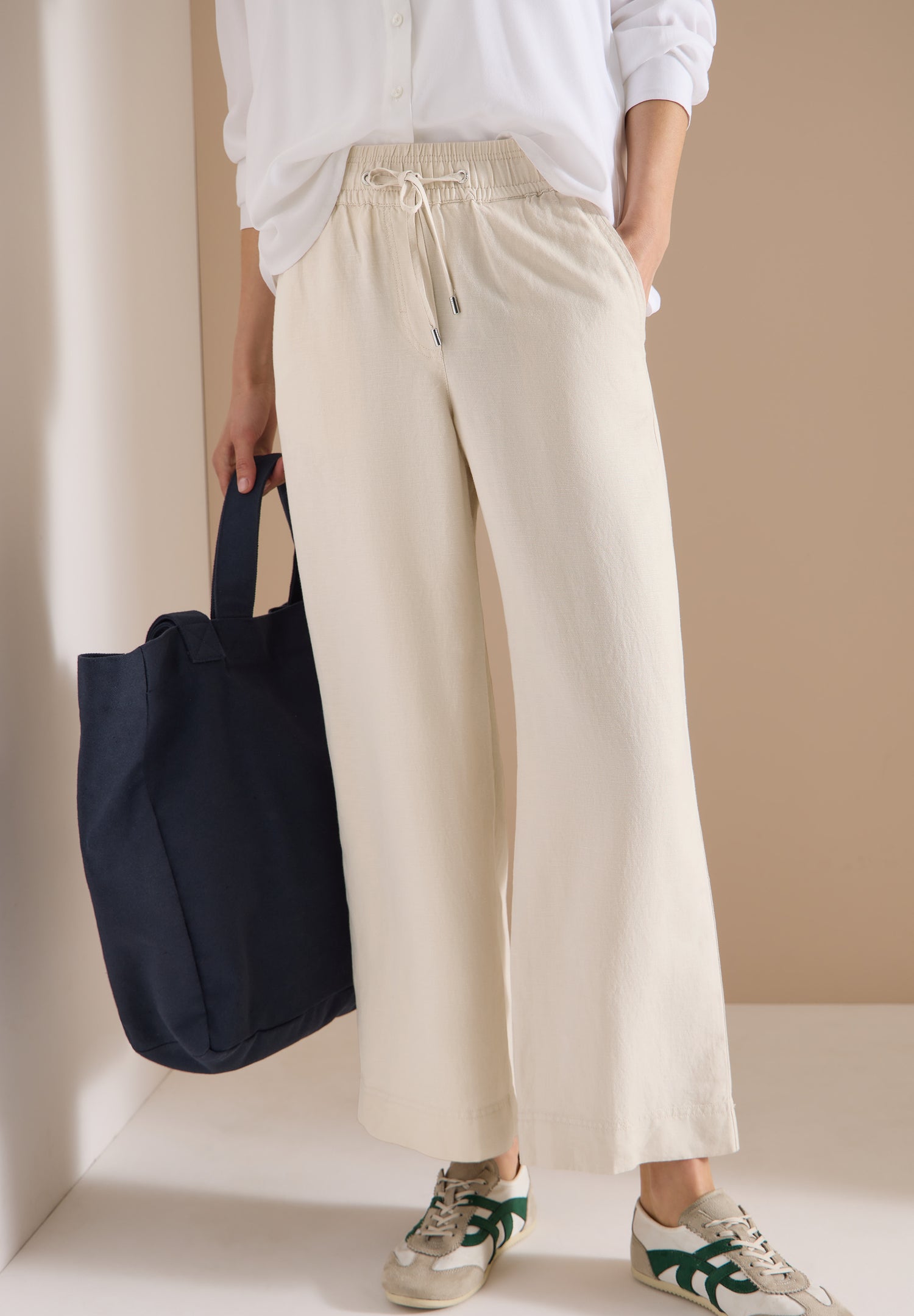Wide Leg Hose im Loose Fit aus Leinenmix