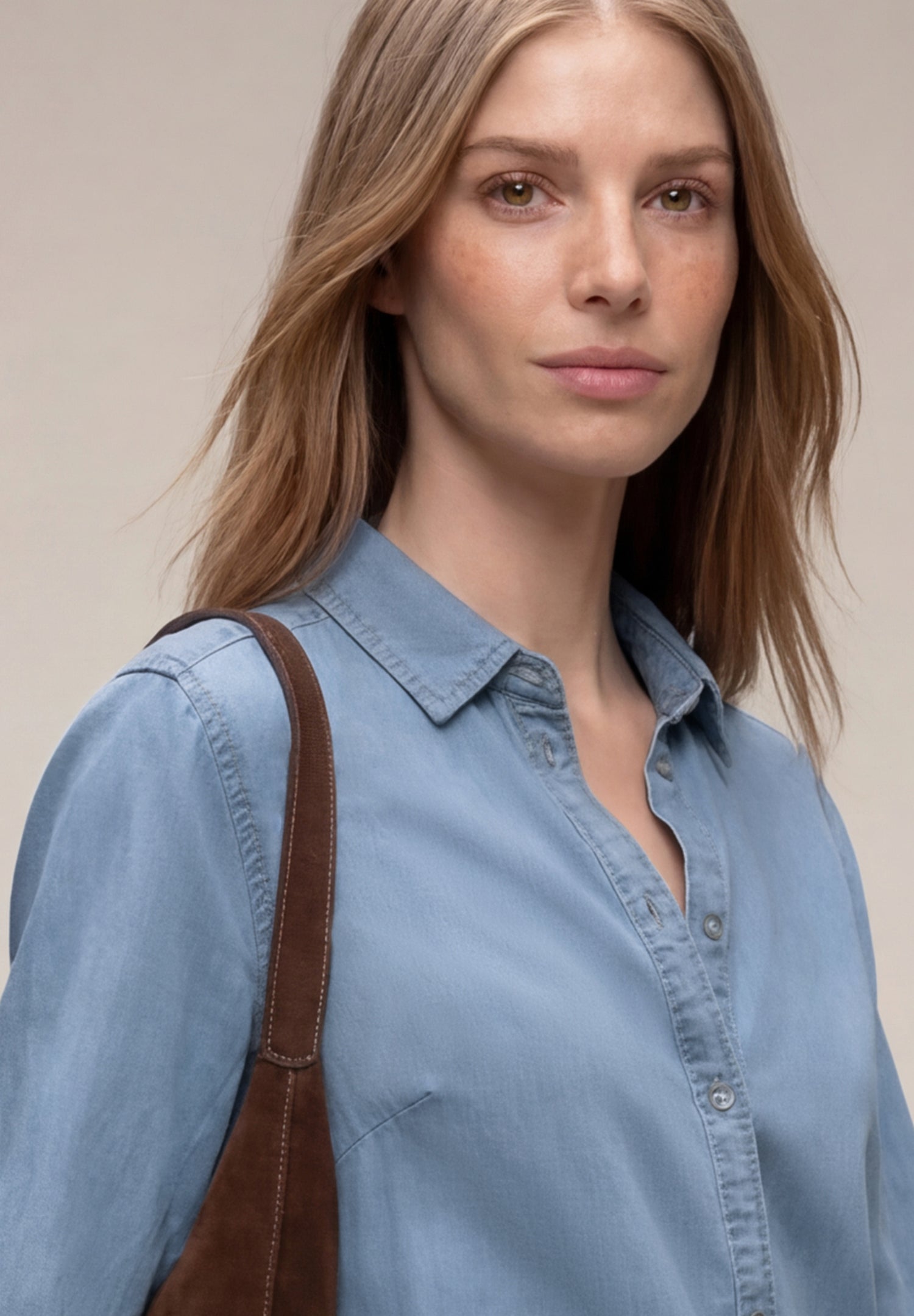 3/4-Arm Hemdbluse im Denim-Look
