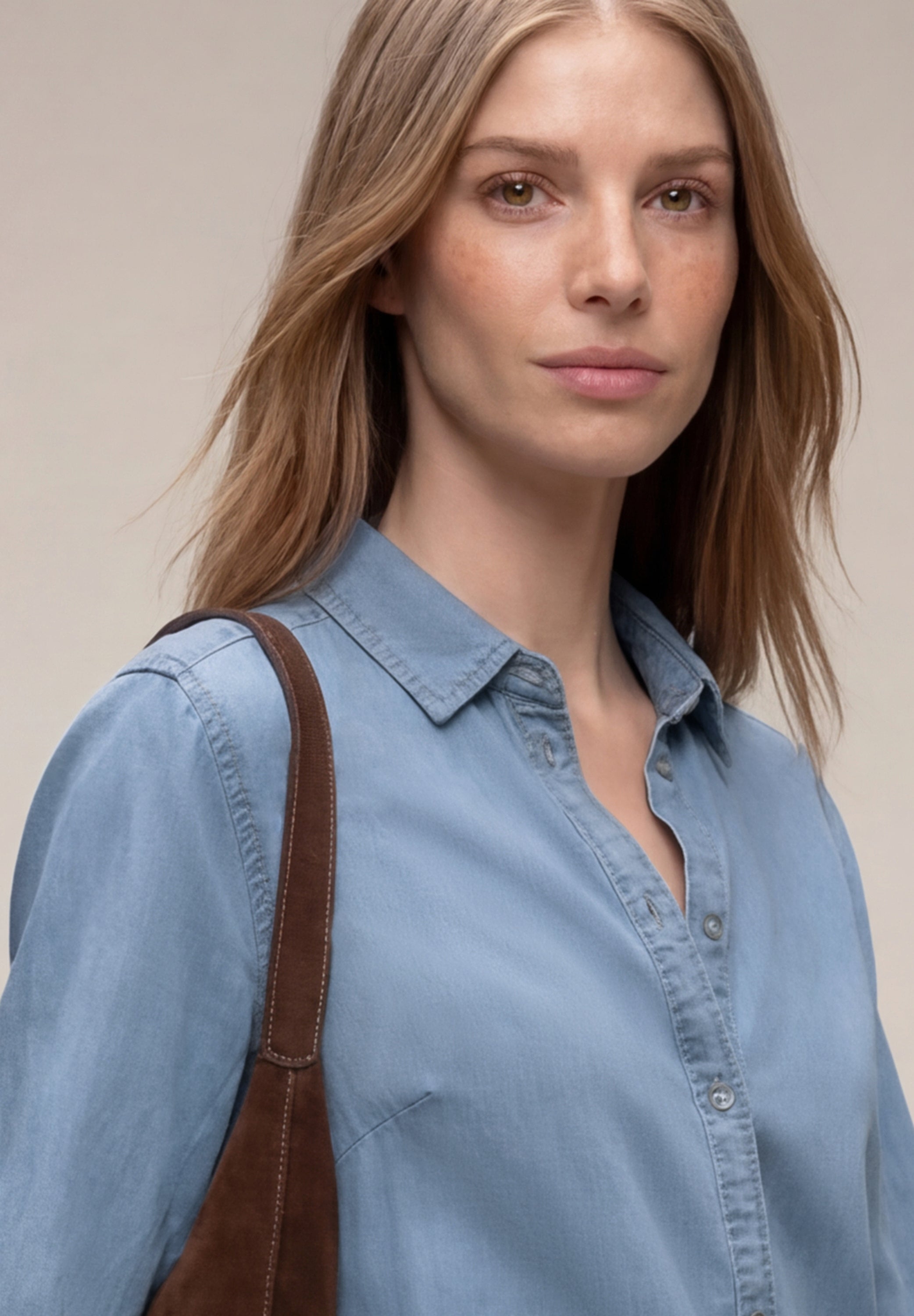 3/4-Arm Hemdbluse im Denim-Look