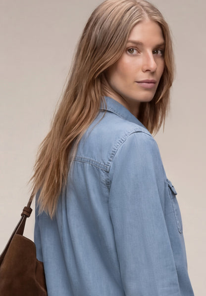 3/4-Arm Hemdbluse im Denim-Look