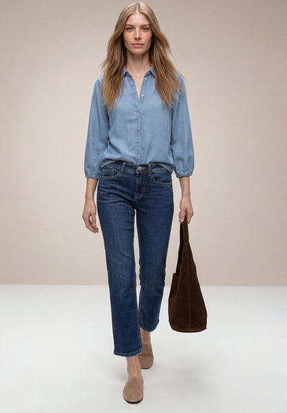 3/4-Arm Hemdbluse im Denim-Look